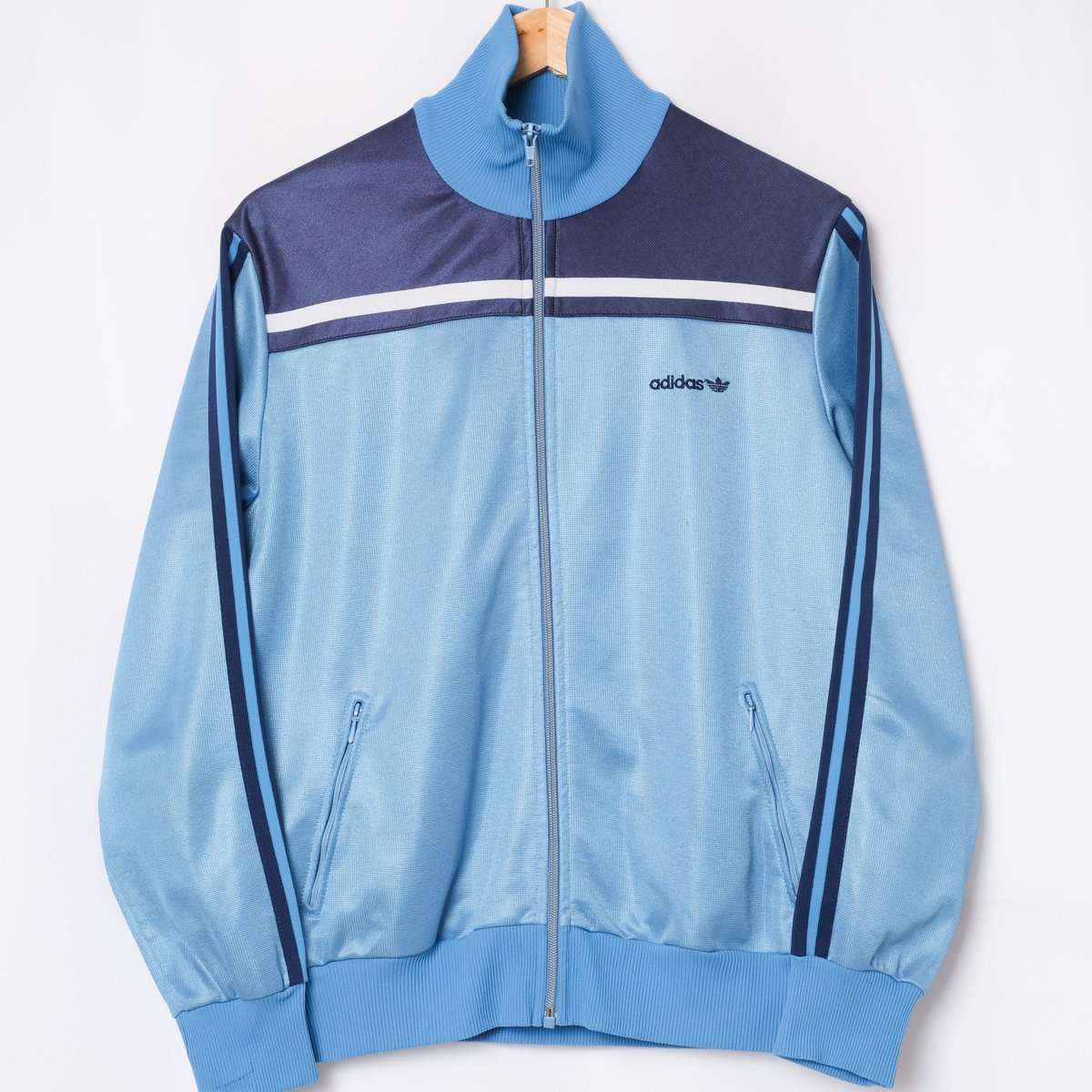 80s Vintage adidas Track Jacket Light Blue × Na...