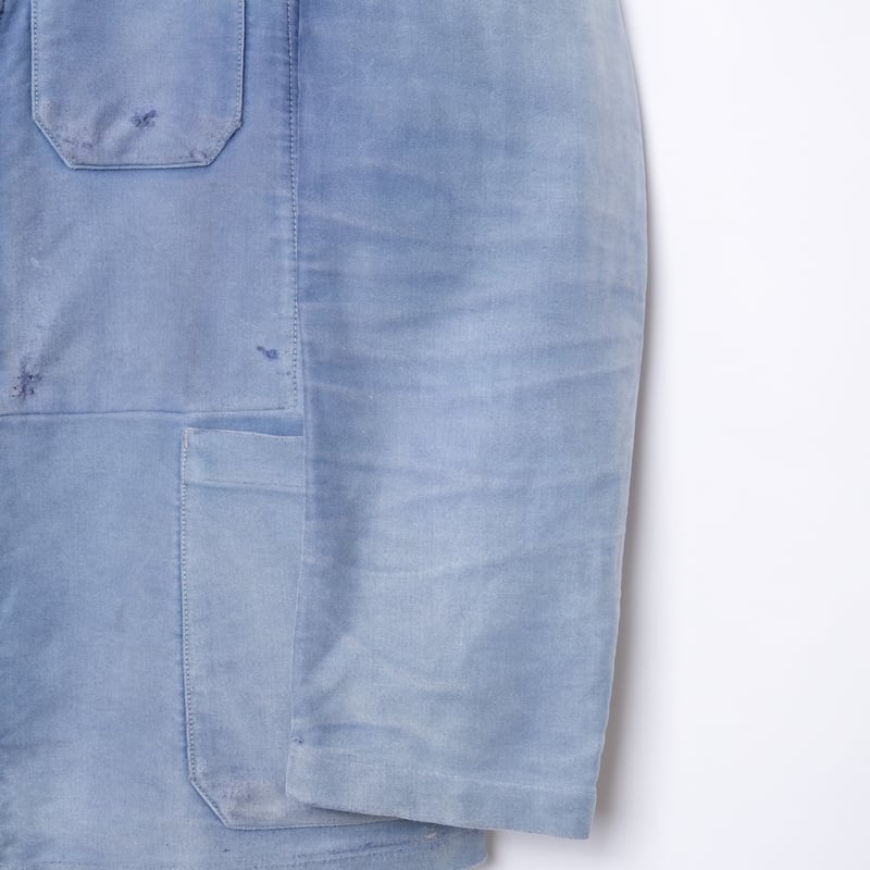 雰囲気抜群 大きめサイズ ブルーモールスキン ジャケット 40's】French Vintage Blue Moleskin Work Jacket 