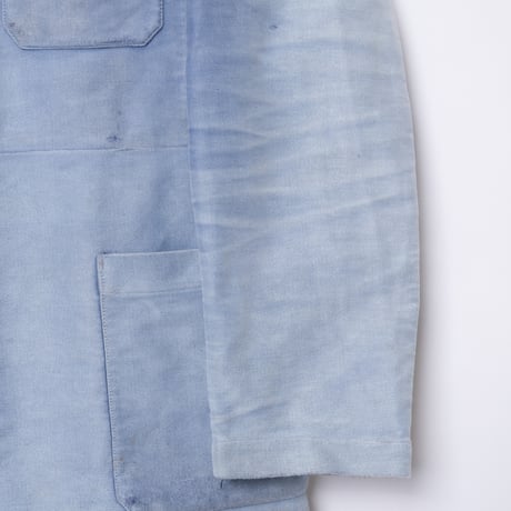 50s France Vintage Le Favori Lapel Blue Moleskin Work Jacket