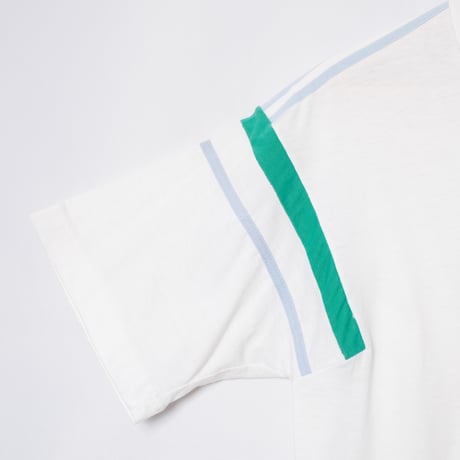 80s Vintage adidas Ventex Short Sleeve Polo Shirt White × Light Blue Green Line（Made in France）