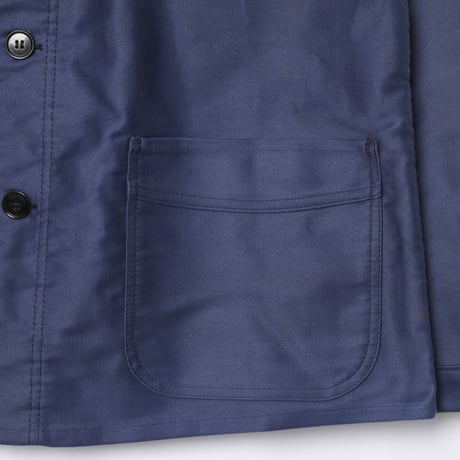 40-50s France Vintage Le Mont Saint Michel Blue Moleskin Work Jacket Dead Stock
