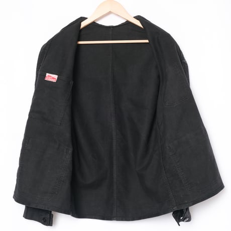40-50s  France Vintage Le Mont St Vincent Black Moleskin Jacket 4 Buttons