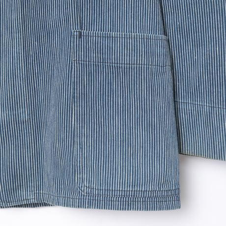 -30s France Vintage ETAT Belle Jardiniere Indigo Striped Work Jacket