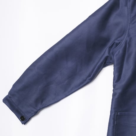 40-50s France Vintage Le Mont Saint Michel Blue Moleskin Work Jacket Dead Stock