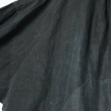 ~20s France Antique Indigo linen Biaude (Fullopen)