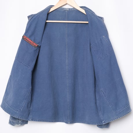 30-40s France Vintage Le Francais Blue Cotton Twill Work Jacket