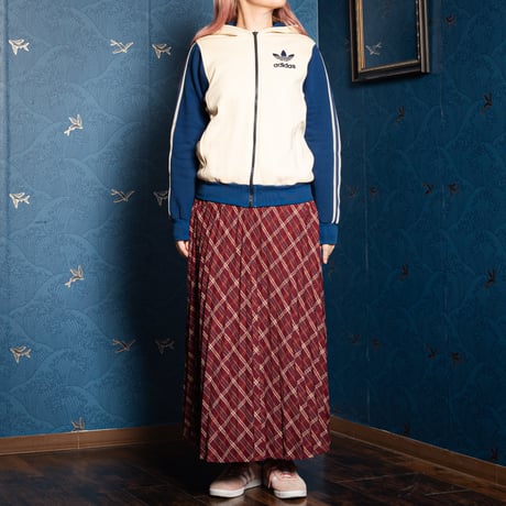 70-80s Vintage adidas Ventex Hoodie Ivory × Navy (Made in France)