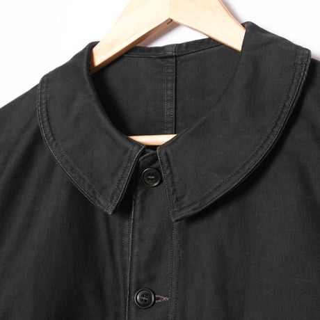 30-40s France Vintage L' Inusable Black Moleskin Work Jacket