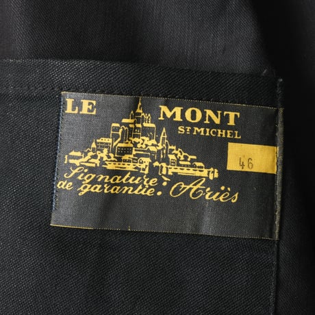 40-50s Le Mont St Michel Black Moleskin Jacket Size 46