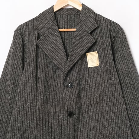 40s France Vintage Black Chambray Stripe Tailored Jacket Dead Stock