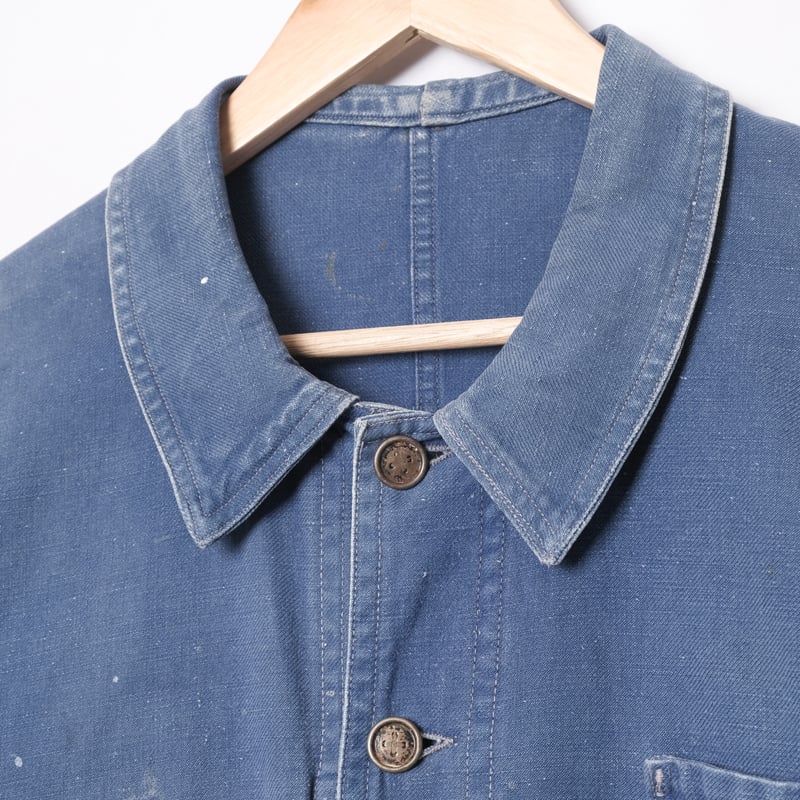 30-40s France Vintage Le Francais Blue Cotton T