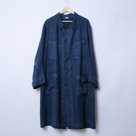 30-40s France Vintage  Indigo Linen  Maquignon Coat