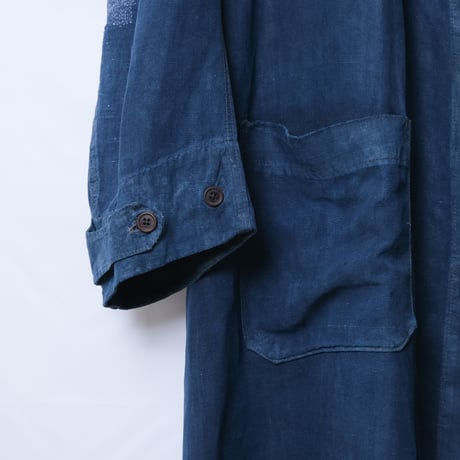 30-40s France Vintage  Indigo Linen  Maquignon Coat