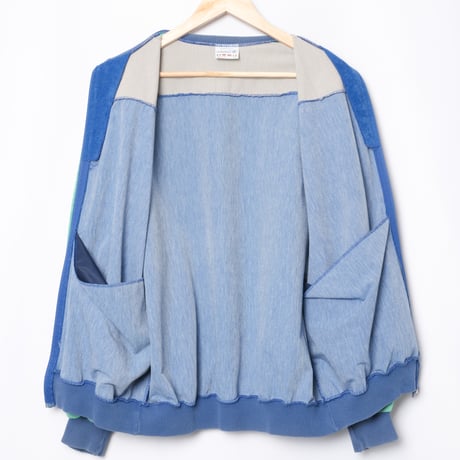 80s Vintage adidas Ventex Velours Track Jacket Blue × Light Green × Gray (Made in France)