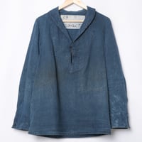 30s Marine Nationales Shawl Collar Indigo Linen Smock
