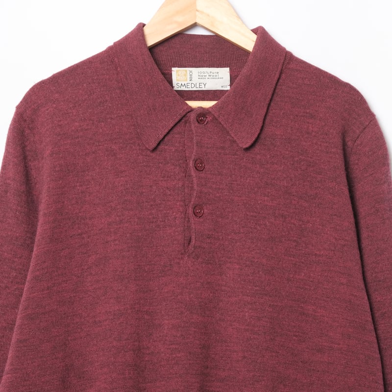 90s JOHN SMEDLEY Merino Wool Knit Polo（Made in