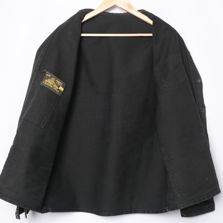 40-50s France Vintage Le Mont Sant Michel Black Moleskin Work Jacket Size 56