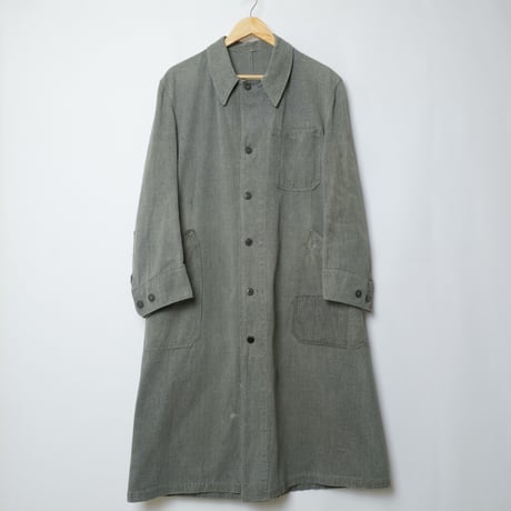 40-50s French Vintage Black Chambray Atelier Coat