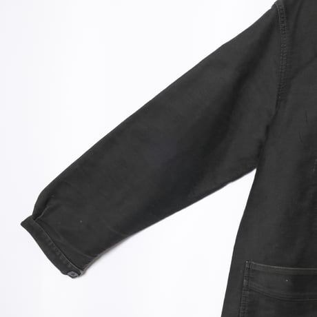 40-50s France Vintage Le Mont Sant Michel Black Moleskin Work Jacket Size 56