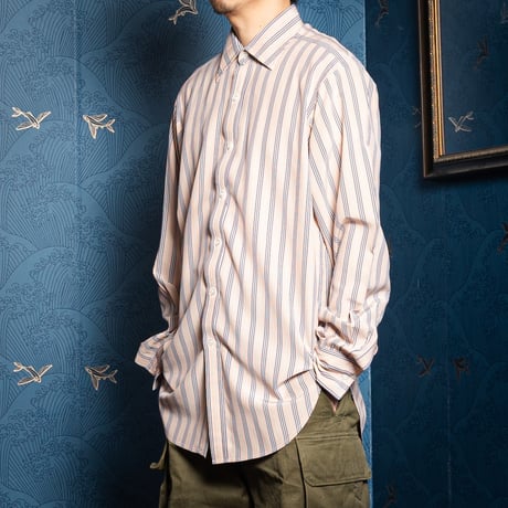 70s Turnbull&Asser Striped Silk Shirt（Made in England）
