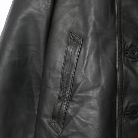 50s France Vintage L'IDEAL Leather Jacket Herringbone Wool Collar (Corbusier Jacket)