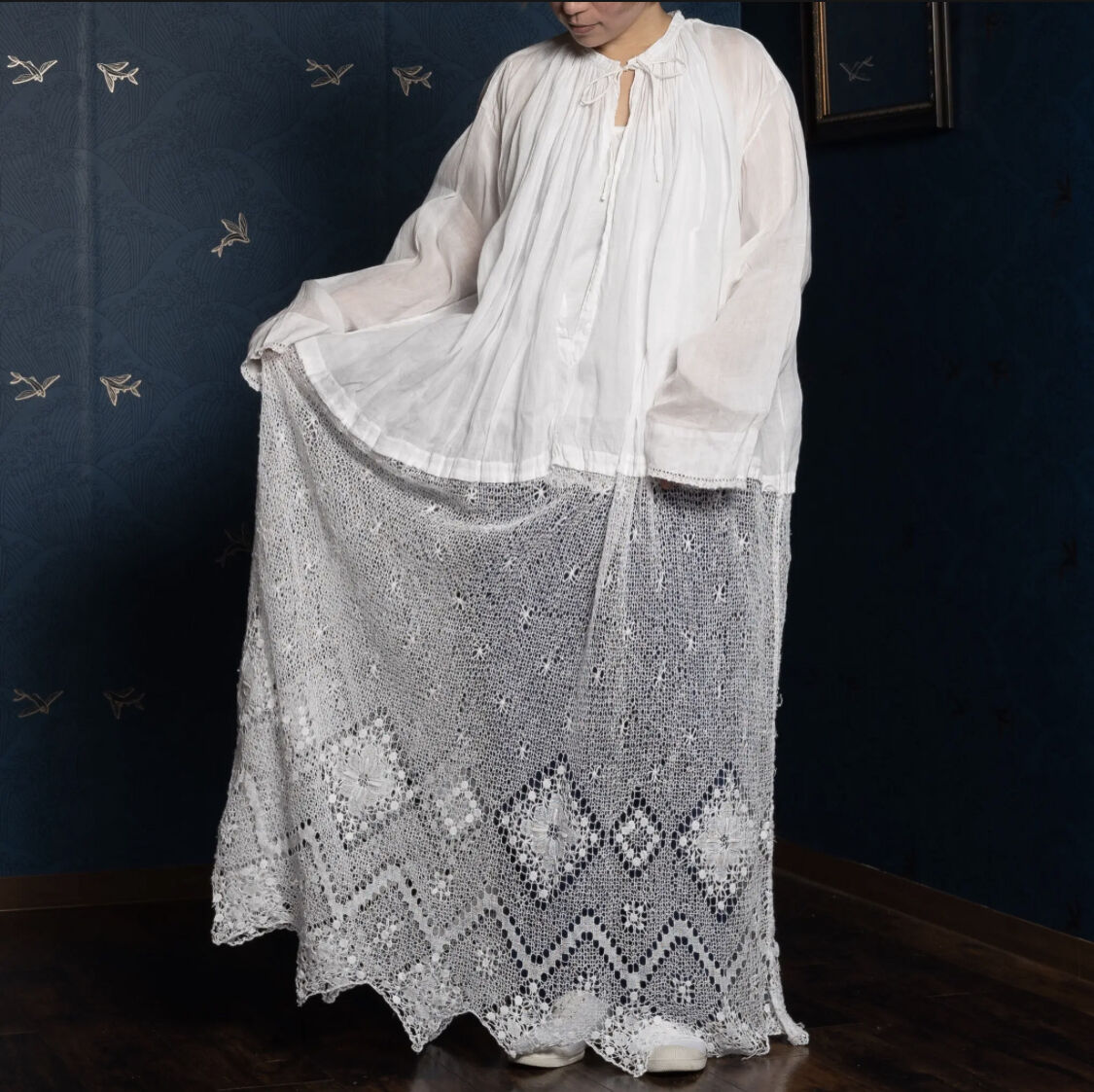 Early 1900s France Antique Linen Church Smock Early 1900s France Antique Linen Church Smock