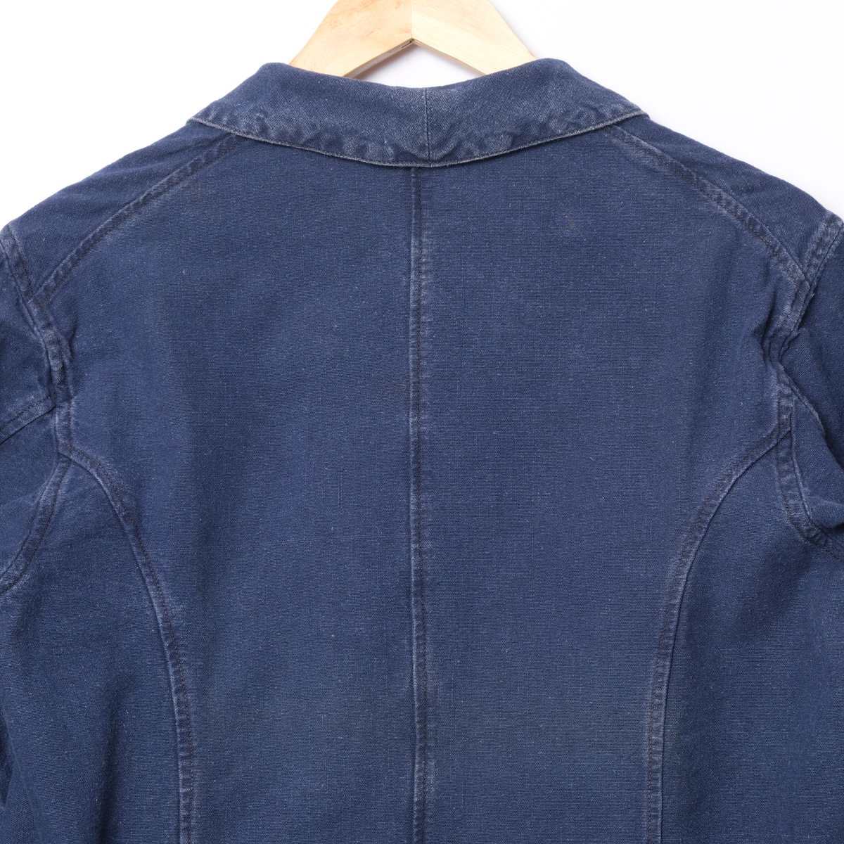 30s France Vintage Blue Cotton Linen Double Br