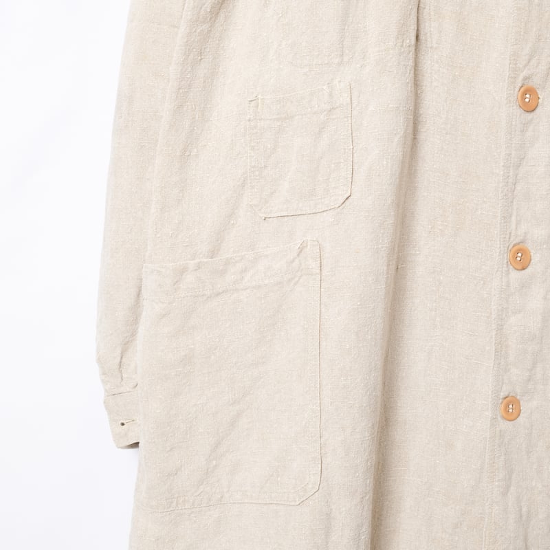 30-40s France Vintage Linen Coat With Chin Stra