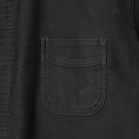 40-50s France Vintage Le Mont Sant Michel Black Moleskin Work Jacket Size 56