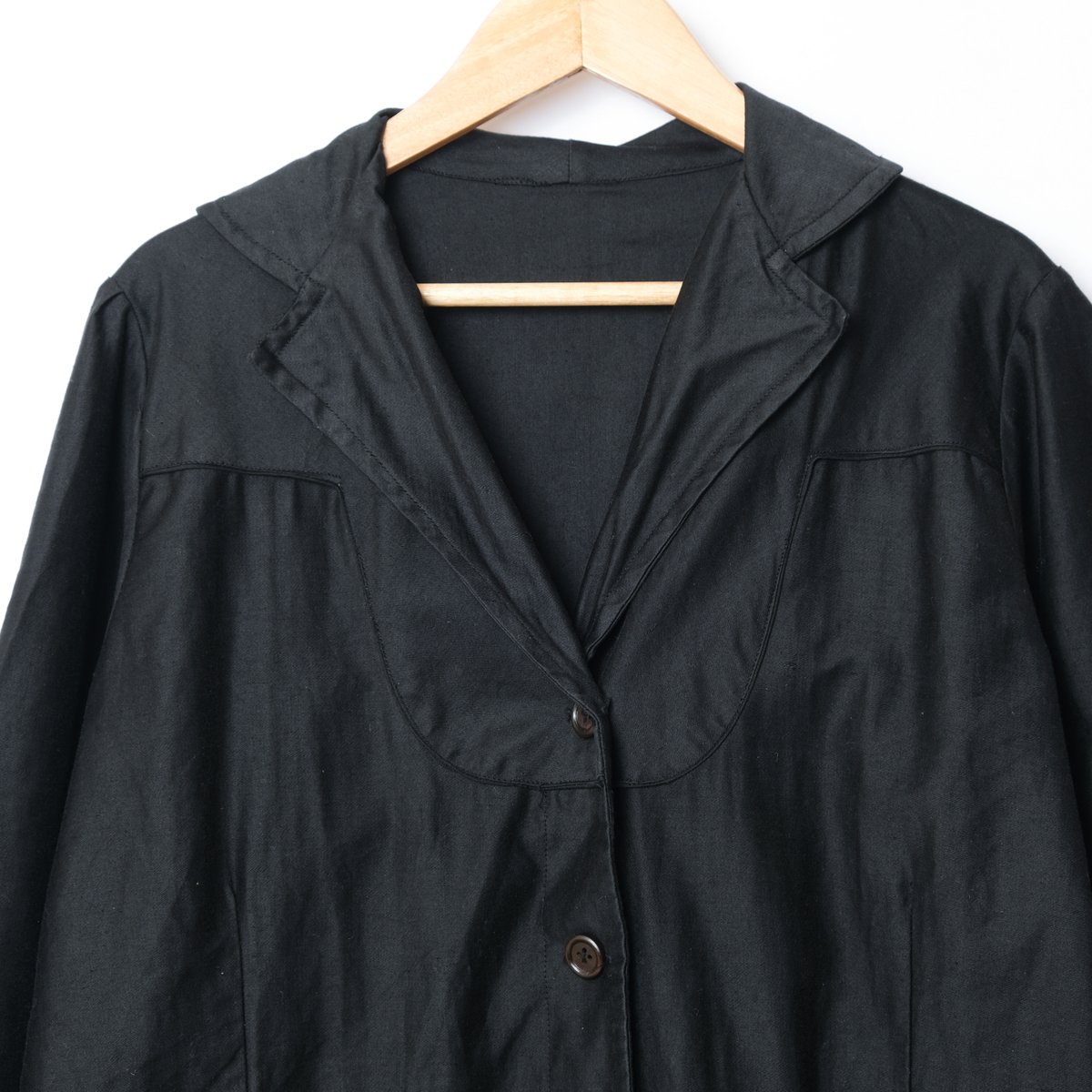 40-50s French Vintage Black Moleskin Work Dres