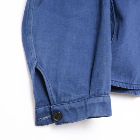 30s France Vintage Adolphe Lafont Blue Moleskin Double Breasted Work Jacket