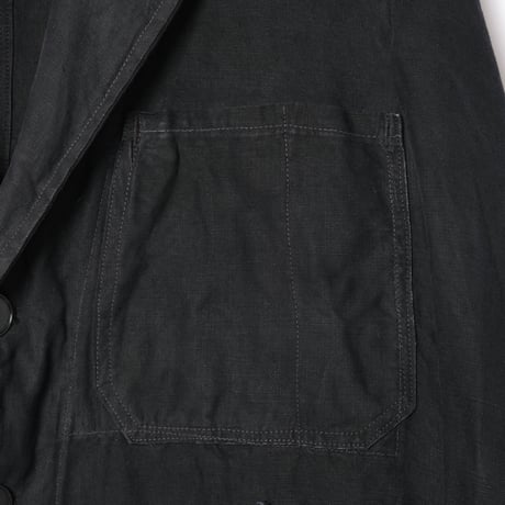 40s France Vintage Black Linen  Maquignon Coat