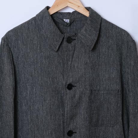40-50s French Vintage  Black Chambray Atelier Coat  Size 50 Dead Stock