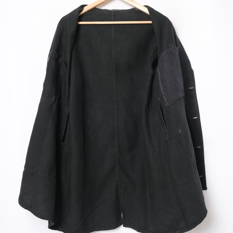 1940s フランス　ブラックリネン　マキニョンコート　フェード　美品 1940s フランス ブラックリネン マキニョンコート フェード 美品