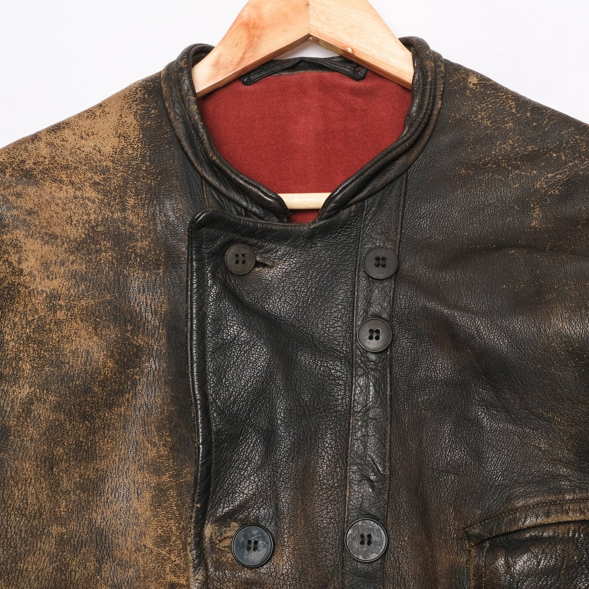 40s Sweden Vintage Double Breasted Leather Jac 40s Sweden Vintage Double Breasted Leather Jac