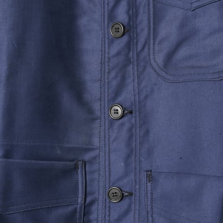 40s France Vintage Adolphe Lafont Blue Moleskin Work Jacket Dead Stock
