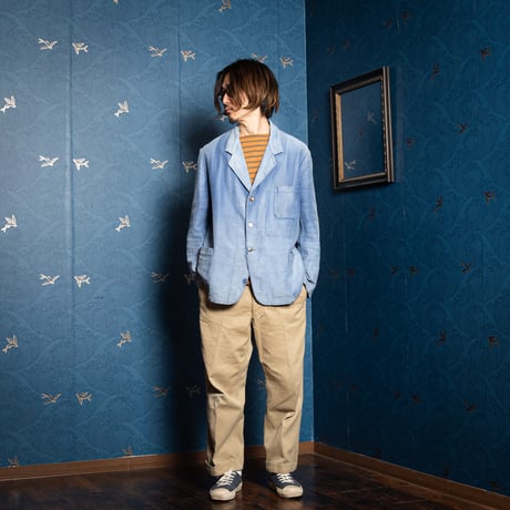 50s France Vintage Le Favori Lapel Blue Moleskin Work Jacket