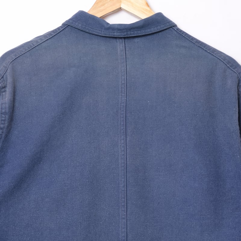 40-50s France Vintage VULCAIN Blue Cotton Twill