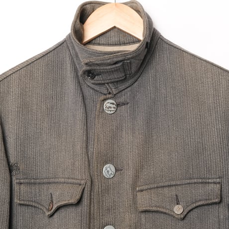 40s France Vintage Manu France Gray Cotton Pique Hunting Jacket