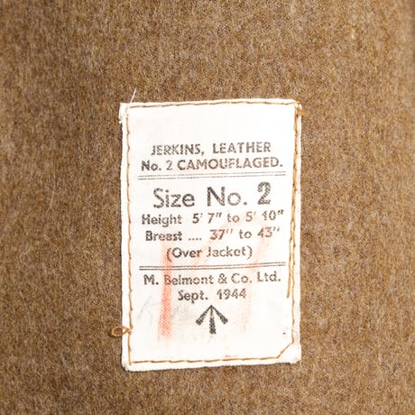 40s British Army Jerkin Leather Vest Boa Collar & Bear Patch Size 2