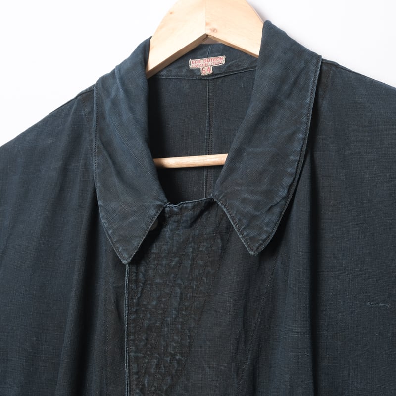 30s France Vintage Indigo Linen Maquignon Coat