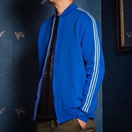 70s Vintage adidas Ventex Collarless Track Jacket Metal Zip Blue (Made in France)