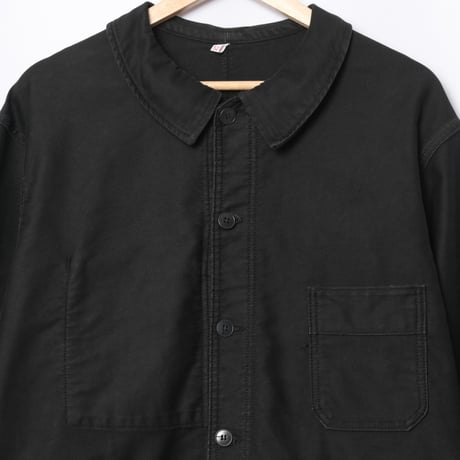 50-60s France Vintage Adolphe Lafont Black Moleskin Work Jacket
