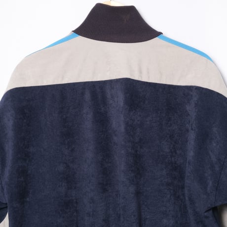 80s Vintage adidas Ventex Velours Track Jacket Navy × Gray × Light Blue (Made in France)
