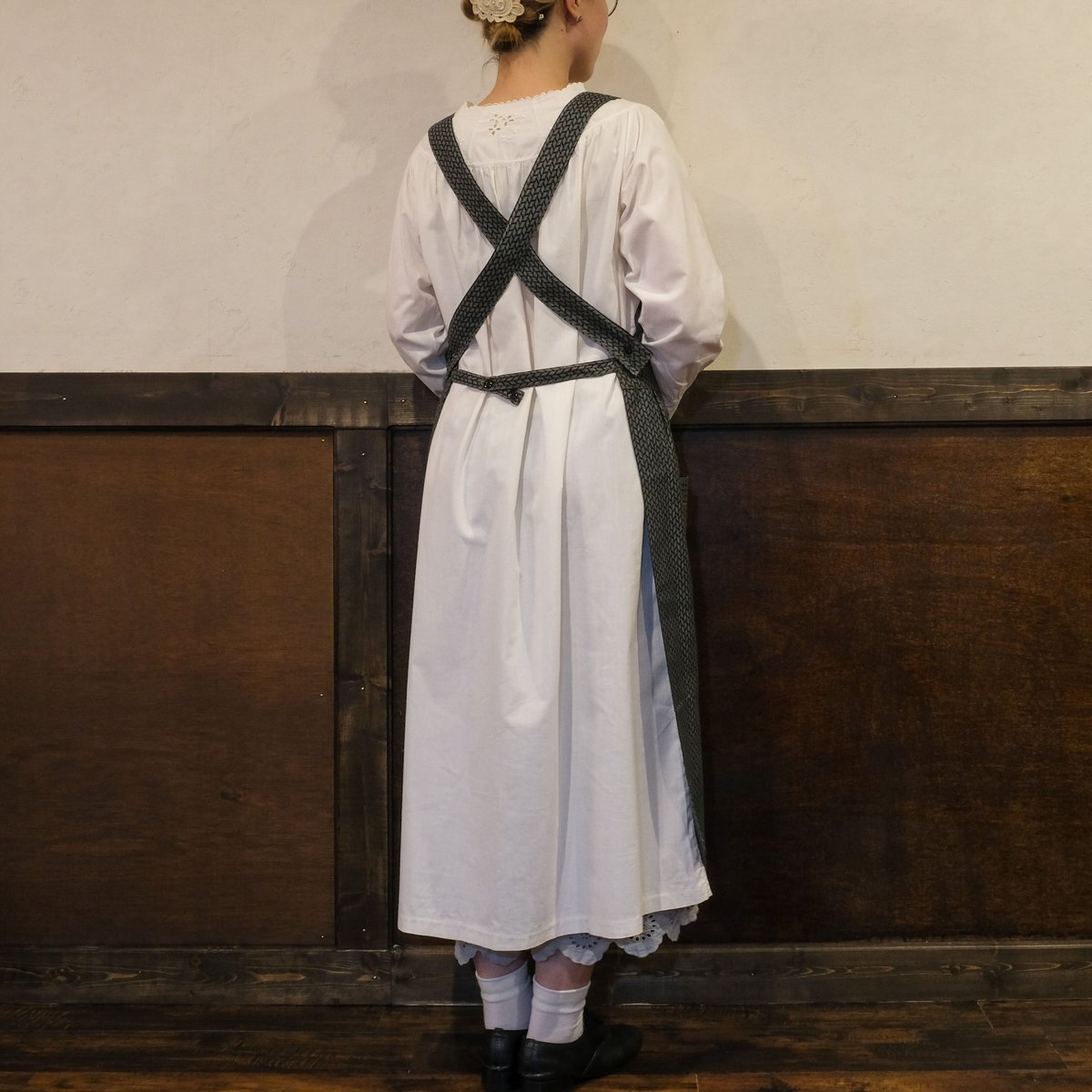 20-30s French Vintage Cotton Work Apron Dress 20-30s French Vintage Cotton Work Apron Dress