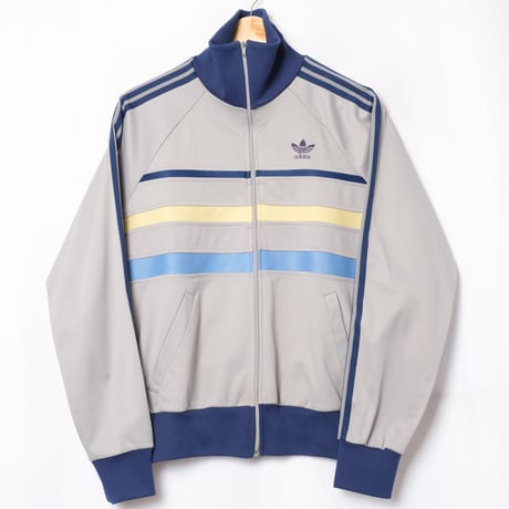 70-80s Vintage adidas Ventex Track Jacket Model First Gray×Navy×Yellow×Light Blue(Made in France)