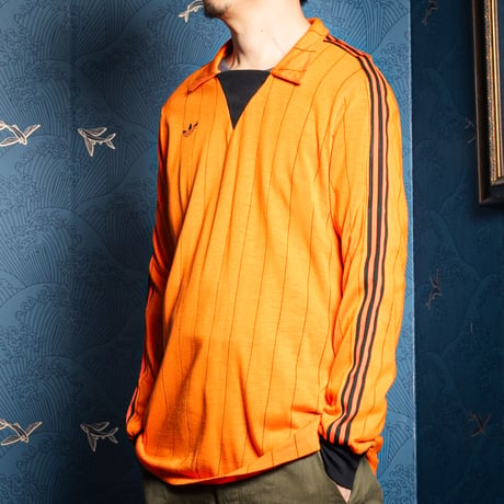 70-80s Vintage adidas Ventex Game Shirt Orange × Black