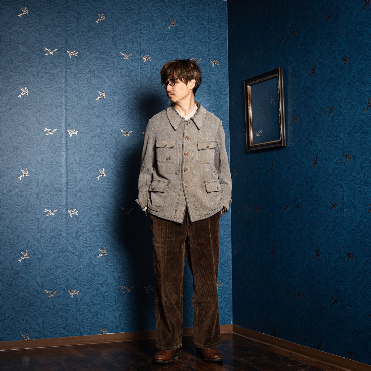 30s France Vintage Chambray Hunting Jacket | U 30s France Vintage Chambray Hunting Jacket | U