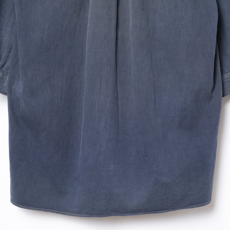 40-50s France Vintage Cotton Granpa Shirt Blue