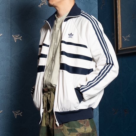 70-80s Vintage adidas Ventex Track Jacket Model  First White×Navy (Made in France)